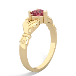 Pink Tourmaline Claddagh 14K Yellow Gold ring R2370