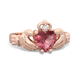 Pink Tourmaline Claddagh Diamond Crown 14K Rose Gold ring R2372