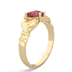 Pink Tourmaline Claddagh Diamond Crown 14K Yellow Gold ring R2372