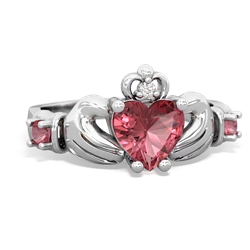 Pink Tourmaline Claddagh Keepsake 14K White Gold ring R5245