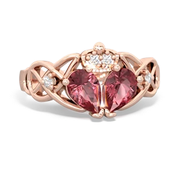 Pink Tourmaline 'One Heart' Celtic Knot Claddagh 14K Rose Gold ring R5322