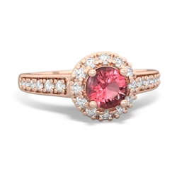 Pink Tourmaline Diamond Halo 14K Rose Gold ring R5370