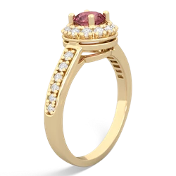 Pink Tourmaline Diamond Halo 14K Yellow Gold ring R5370