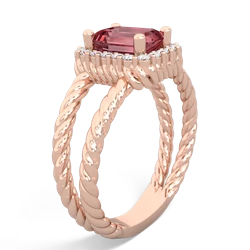 Pink Tourmaline Rope Split Band 14K Rose Gold ring R2628