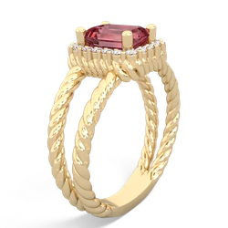 Pink Tourmaline Rope Split Band 14K Yellow Gold ring R2628