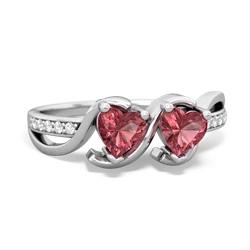 Pink Tourmaline Side By Side 14K White Gold ring R3090