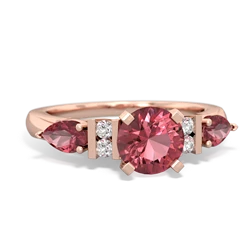 Pink Tourmaline 6Mm Round Eternal Embrace Engagement 14K Rose Gold ring R2005