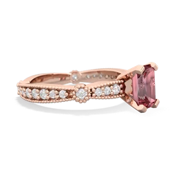 Pink Tourmaline Sparkling Tiara 7X5mm Emerald-Cut 14K Rose Gold ring R26297EM