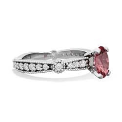 Pink Tourmaline Sparkling Tiara 7X5mm Oval 14K White Gold ring R26297VL