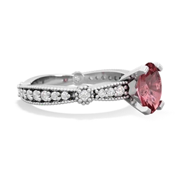 Pink Tourmaline Sparkling Tiara 8X6 Oval 14K White Gold ring R26298VL