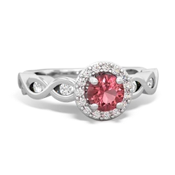 Pink Tourmaline Infinity Halo Engagement 14K White Gold ring R26315RH