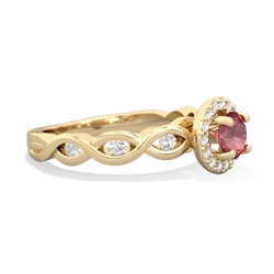 Pink Tourmaline Infinity Halo Engagement 14K Yellow Gold ring R26315RH