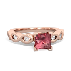 Pink Tourmaline Infinity 5Mm Square Engagement 14K Rose Gold ring R26315SQ