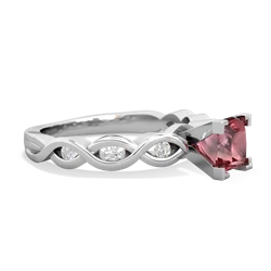 Pink Tourmaline Infinity 5Mm Square Engagement 14K White Gold ring R26315SQ