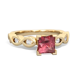 Pink Tourmaline Infinity 5Mm Square Engagement 14K Yellow Gold ring R26315SQ