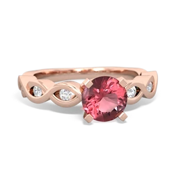 Pink Tourmaline Infinity 6Mm Round Engagement 14K Rose Gold ring R26316RD