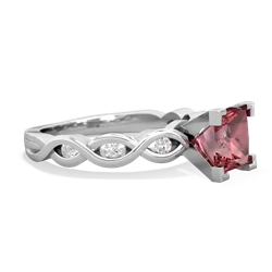 Pink Tourmaline Infinity 6Mm Princess Engagement 14K White Gold ring R26316SQ