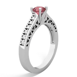 Pink Tourmaline Art Deco 14K White Gold ring R26355RD