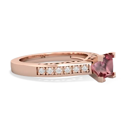 Pink Tourmaline Art Deco Engagement 5Mm Square 14K Rose Gold ring R26355SQ