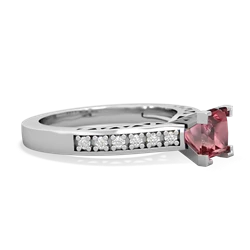 Pink Tourmaline Art Deco Engagement 5Mm Square 14K White Gold ring R26355SQ