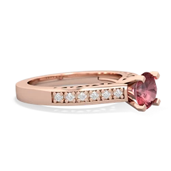 Pink Tourmaline Art Deco Engagement 6Mm Round 14K Rose Gold ring R26356RD