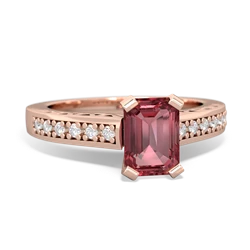 Pink Tourmaline Art Deco Engagement 7X5mm Emerald-Cut 14K Rose Gold ring R26357EM