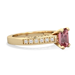 Pink Tourmaline Art Deco Engagement 7X5mm Emerald-Cut 14K Yellow Gold ring R26357EM