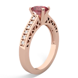 Pink Tourmaline Art Deco Engagement 7X5mm Oval 14K Rose Gold ring R26357VL