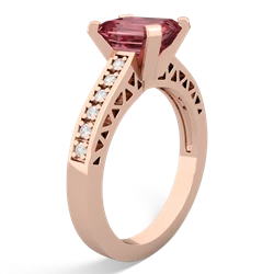 Pink Tourmaline Art Deco Engagement 8X6mm Emerald-Cut 14K Rose Gold ring R26358EM