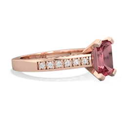 Pink Tourmaline Art Deco Engagement 8X6mm Emerald-Cut 14K Rose Gold ring R26358EM