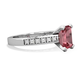 Pink Tourmaline Art Deco Engagement 8X6mm Emerald-Cut 14K White Gold ring R26358EM