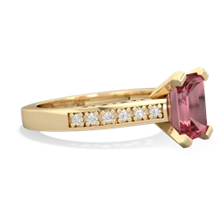 Pink Tourmaline Art Deco Engagement 8X6mm Emerald-Cut 14K Yellow Gold ring R26358EM