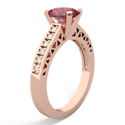 Pink Tourmaline Art Deco Engagement 8X6mm Oval 14K Rose Gold ring R26358VL