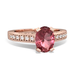 Pink Tourmaline Art Deco Engagement 8X6mm Oval 14K Rose Gold ring R26358VL