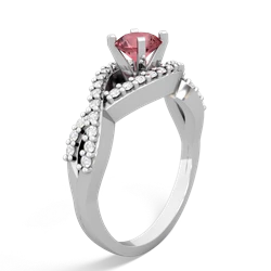 Pink Tourmaline Diamond Twist 5Mm Round Engagment  14K White Gold ring R26405RD