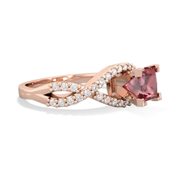 Pink Tourmaline Diamond Twist 5Mm Square Engagment  14K Rose Gold ring R26405SQ