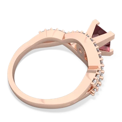 Pink Tourmaline Diamond Twist 6Mm Princess Engagment  14K Rose Gold ring R26406SQ