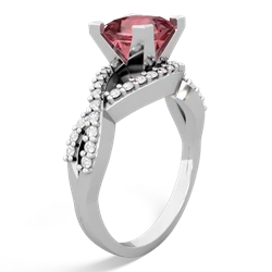 Pink Tourmaline Diamond Twist 6Mm Princess Engagment  14K White Gold ring R26406SQ