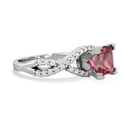 Pink Tourmaline Diamond Twist 6Mm Princess Engagment  14K White Gold ring R26406SQ