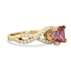 Pink Tourmaline Diamond Twist 6Mm Princess Engagment  14K Yellow Gold ring R26406SQ