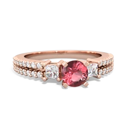 Pink Tourmaline Classic 5Mm Round Engagement 14K Rose Gold ring R26435RD