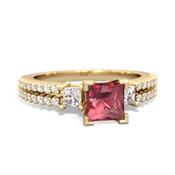 Pink Tourmaline Classic 5Mm Square Engagement 14K Yellow Gold ring R26435SQ