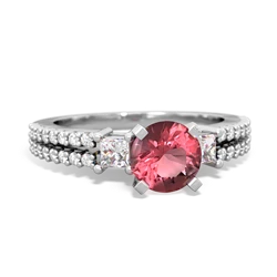 Pink Tourmaline Classic 6Mm Round Engagement 14K White Gold ring R26436RD