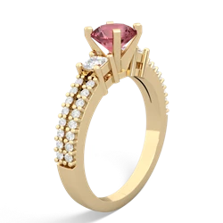 Pink Tourmaline Classic 6Mm Round Engagement 14K Yellow Gold ring R26436RD