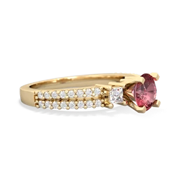 Pink Tourmaline Classic 6Mm Round Engagement 14K Yellow Gold ring R26436RD