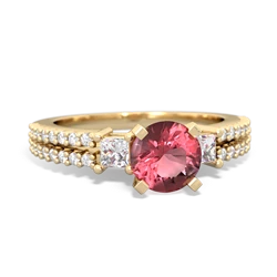 Pink Tourmaline Classic 6Mm Round Engagement 14K Yellow Gold ring R26436RD