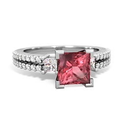 Pink Tourmaline Classic 6Mm Princess Engagement 14K White Gold ring R26436SQ