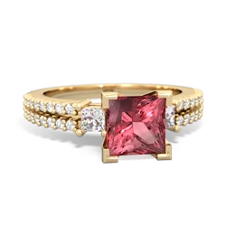 Pink Tourmaline Classic 6Mm Princess Engagement 14K Yellow Gold ring R26436SQ