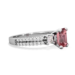 Pink Tourmaline Classic 7X5mm Emerald-Cut Engagement 14K White Gold ring R26437EM