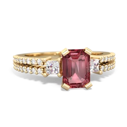 Pink Tourmaline Classic 7X5mm Emerald-Cut Engagement 14K Yellow Gold ring R26437EM